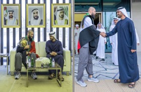 زايد بن محمد بن زايد يستقبل البطل الإماراتي حمزة شيماييف المتوج بلقب العالم للوزن المتوسط UFC 