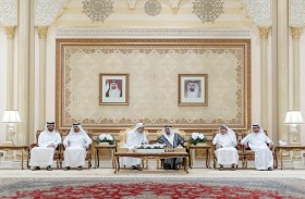 حاكم الشارقة يستقبل المهنئين بشهر رمضان المبارك 