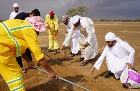 مع هطول الأمطار.. بلدية الذيد تباشر في نثر بذور الأشجار الصحراوية والشجيرات المحلية في محمية البردي 