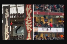 فنان أمريكي يقلد ليدي غاغا ويهبط من السماء