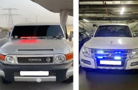 مرور دبي يضبط سائقين استخدما «لواح» الشرطة في مركبتيهما