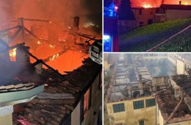 انهيار دير إيطالي عريق تحت ألسنة اللهب