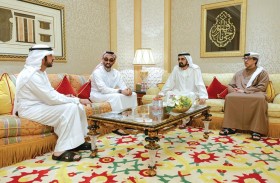 محمد بن راشد يستقبل طحنون بن زايد ومنصور بن زايد 