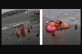 صانع محتوى يسبح في المياه الجليدية