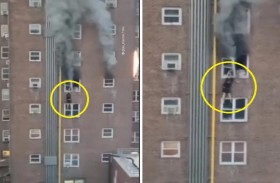 لقطات تحبس الأنفاس.. هروب من النيران بطريقة مذهلة