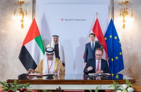 محمد بن زايد وسيباستيان كورتس يشهدان توقيع اتفاقية الشراكة الاستراتيجية الشاملة بين الإمارات والنمسا