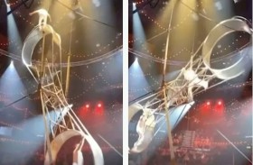 سقوط بهلوان من ارتفاع شاهق