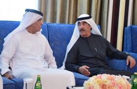 حاكم أم القيوين يتقبل التعازي من حاكم رأس الخيمة بوفاة الشيخ محمد بن حميد بن عبدالرحمن الشامسي 