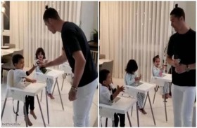 رونالدو يتخذ الإجراءات الوقائية مع أطفاله 