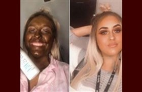 خطأ في اختيار التان يصبغ وجهها بني داكن