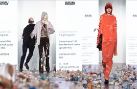 رشق عارضات أزياء بالقمامة في ميلانو 