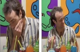 رجل يخاف من تناول المشروبات الملونة