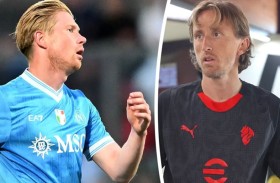 مواجهة بين مودريتش ودي بروين في قمة ميلان ونابولي 