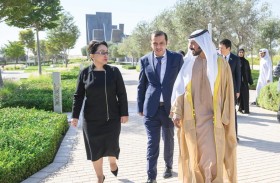 خليفة بن طحنون يستقبل رئيسة مجلس الشيوخ الأوزباكستاني في واحة الكرامة