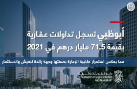 التداولات العقارية تتجاوز 71 مليار درهم في 2021 في إمارة أبوظبي 