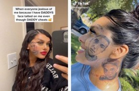 تشم صورة حبيبها الخائن على وجهها