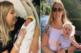 امرأة برحمين تنجب طفلتها الأولى