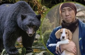 كلب ينقذ صاحبه من فكّ دب!