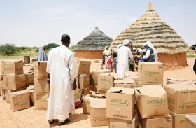 الفريق الإنساني الإماراتي يواصل توزيع الطرود الغذائية في قرى أمدجراس التشادية