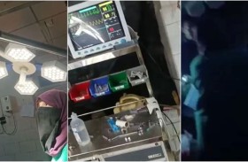 فريق طبي يواصل إجراء عملية جراحية أثناء الزلزال