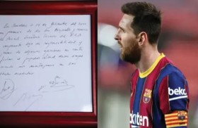 مقابل مبلغ كبير.. منديل «وعد برشلونة» لميسي للبيع في مزاد