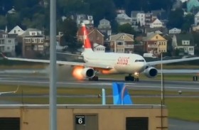 اشتعال محرك طائرة سويسرية أثناء الإقلاع