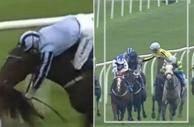 فارس يضحي بالفوز لينقذ منافسه من الدهس