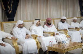 ذياب بن محمد بن زايد يقدم واجب العزاء في وفاة والد الشهيد علي حسن الشحي