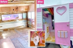 يحولان كارافاناً  قديما إلى شاحنة باربي مدهشة